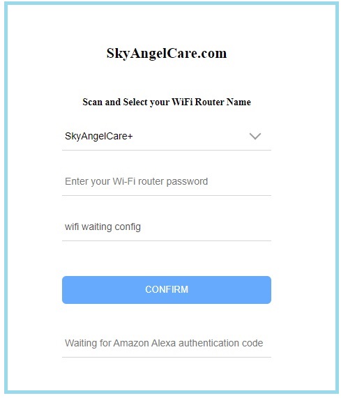 skyangelcare config screen